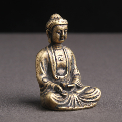 Solid brass antique antique Tathagata Buddha statue home table decorations for Sakyamuni Buddha statue cultural toys
