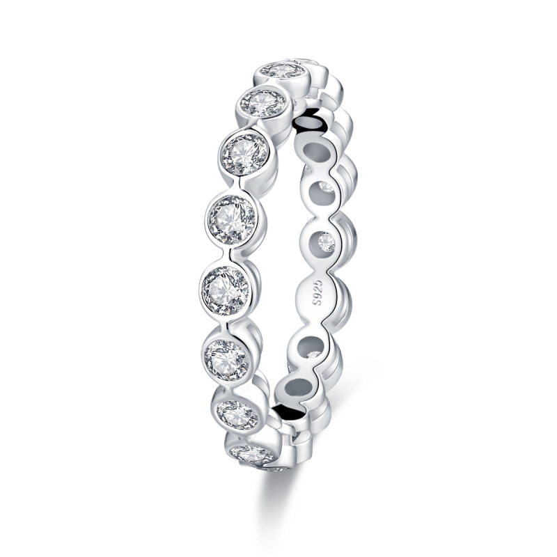 千一珠宝925纯银戒指现货圆形切割浑身戒跨境电商货源批发|ms