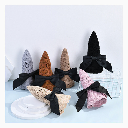 ins knitted straw hat Korean style summer big brim breathable sun protection hat women's fashion folding bow hat