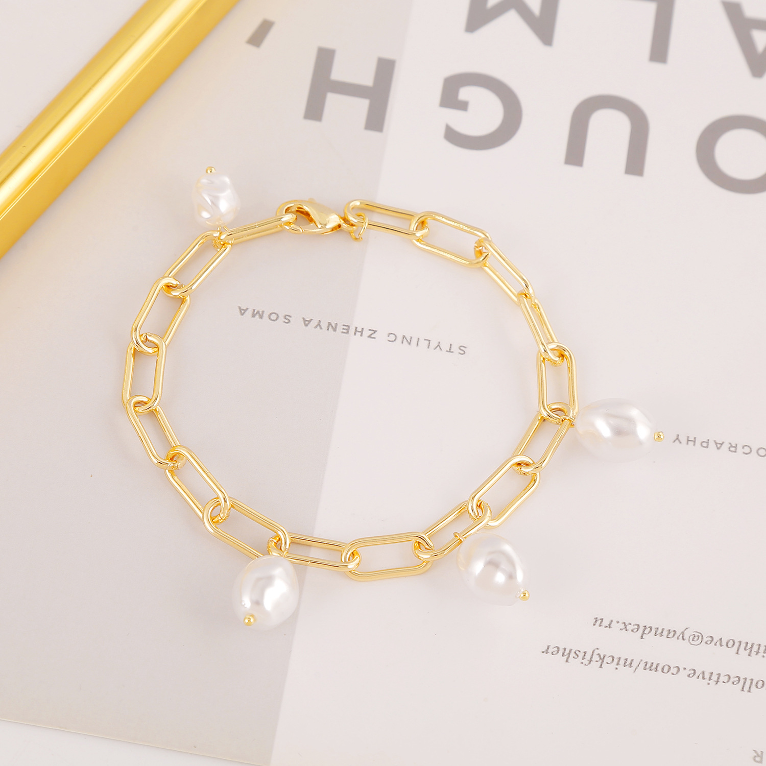 Handmade Natural Pearl Baroque Small Pearl Bracelet Gold-plated Simple Retro Significant Temperament Hand Jewelry Female Wild display picture 8
