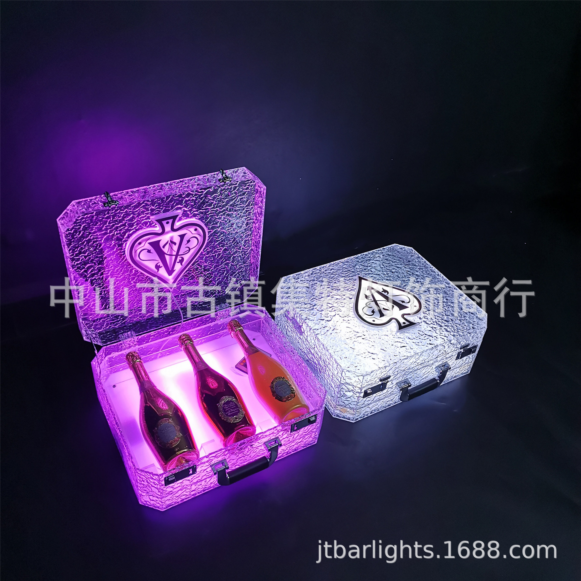 新款LED發光酒箱黑桃A香槟神龍套酒吧KTV定制VIP杯箱洋酒香槟酒箱