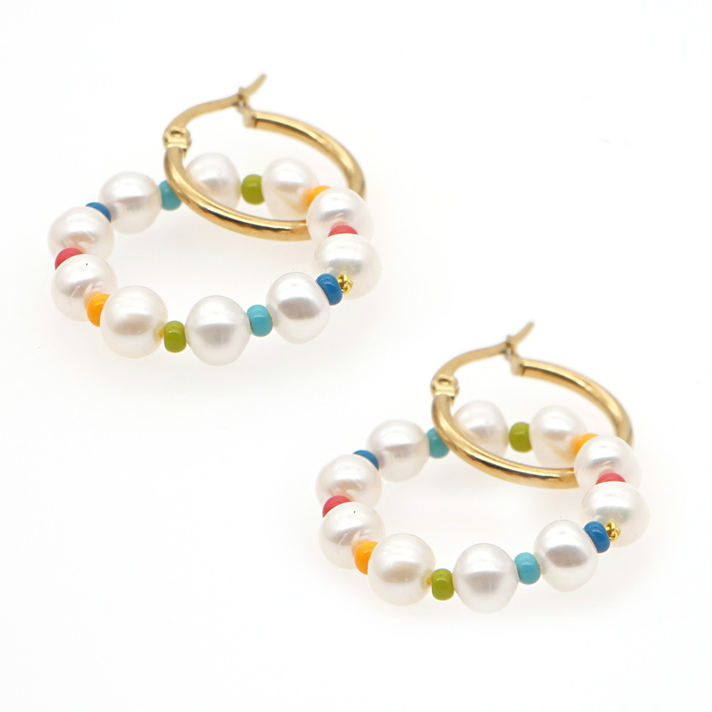 Hot Selling Special-shaped Pearl Rice Bead Earrings display picture 2