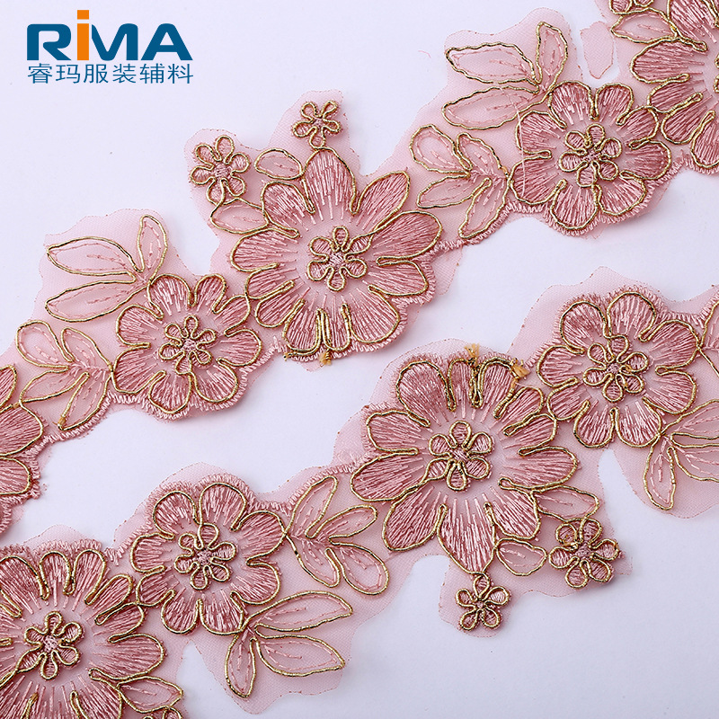 diy源头厂家刺绣绣花涤纶婚纱花边服装家居辅料【装饰花边】