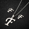 Pendant stainless steel with letters, necklace, chain, set, earrings, accessory, European style, wholesale