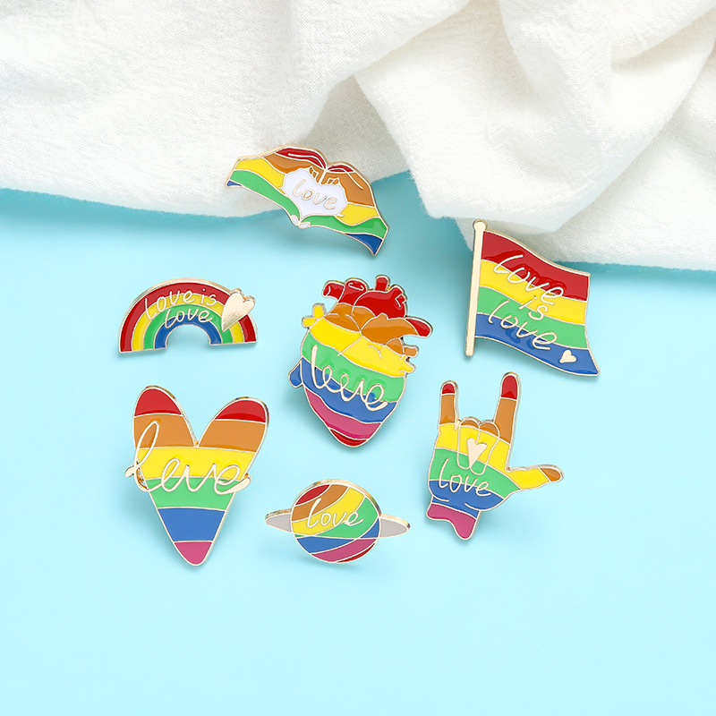 Creative Cartoon Rainbow Series Letter Alloy Dripping Oil Brooch display picture 3