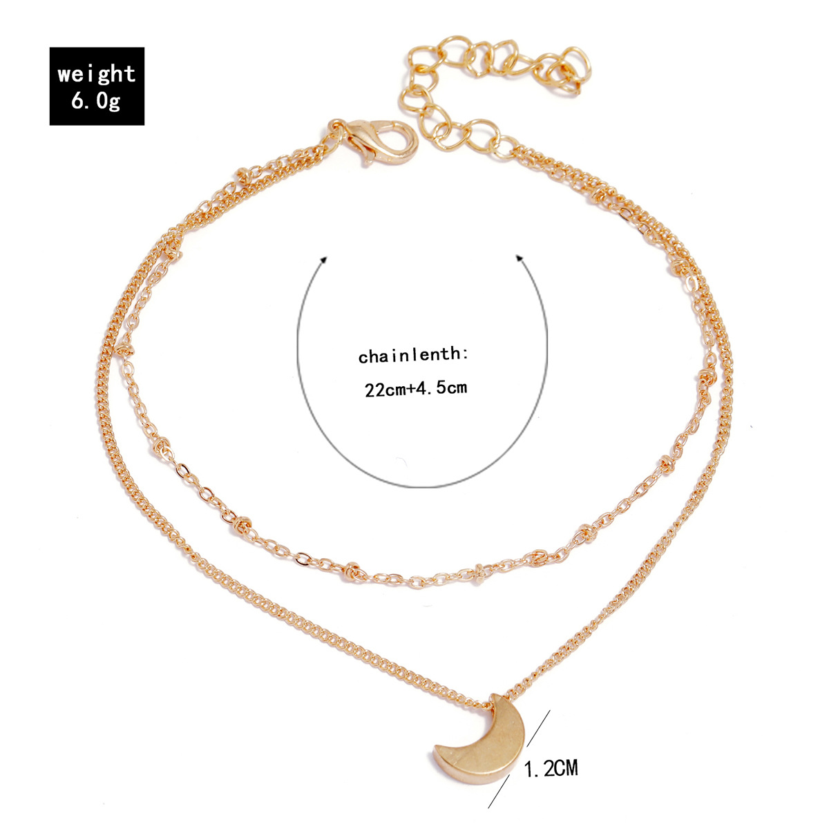 new  simple double-layer  moon crescent pendant anklet