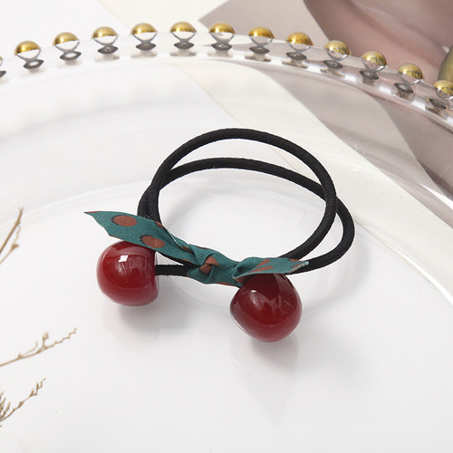 Internet celebrity medium size cherry hair band for women Korean style high elastic hair rope rubber band for women forest girl fresh hair accessories headband