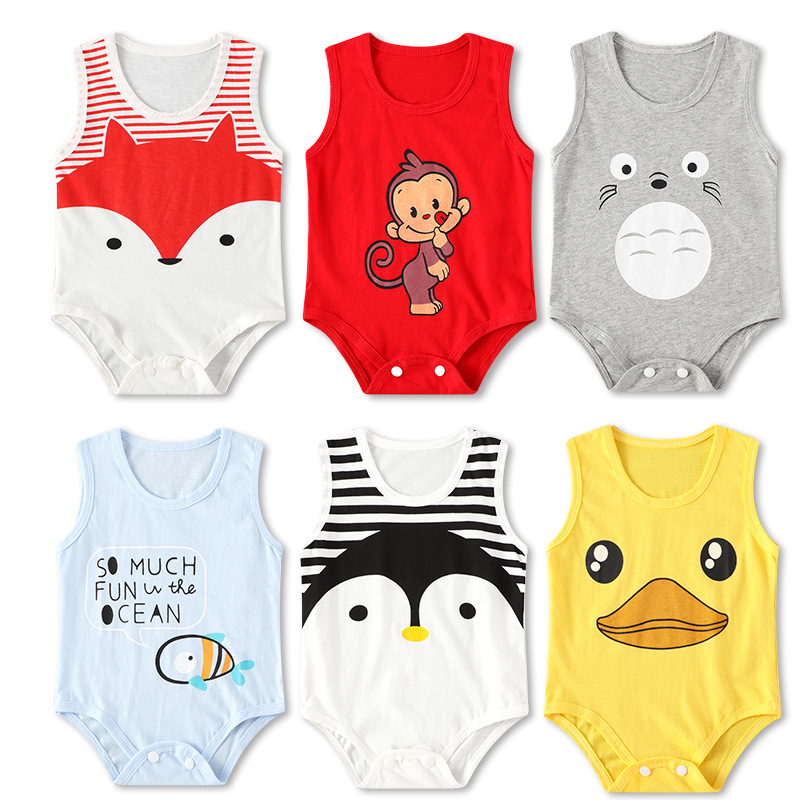 Children&#39;s leotard Cotton Korean Edition Socket Bodysuit Sleeveless triangle Romper Climbing clothes 6 24 Baby climbing clothes