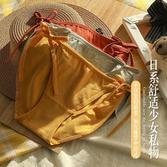Japanese sexy underwear for women, hollow, hot, low-waisted, thin straps, breathable girly bow, pure cotton briefs
