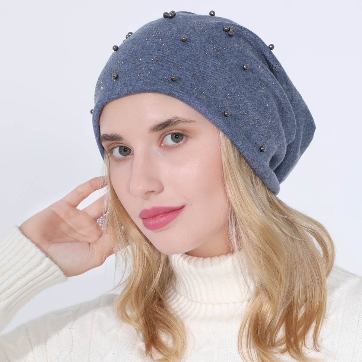 Pull à perles en coton Double couche pour femmes, ensemble de diamants chauds, à la mode, polyvalent, clair de lune chaud, nouvelle collection automne et hiver_voghion.com