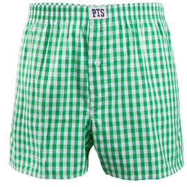 200条起印男士绿格平角内裤印花阿罗裤梭织棉内裤印花宽松平角裤