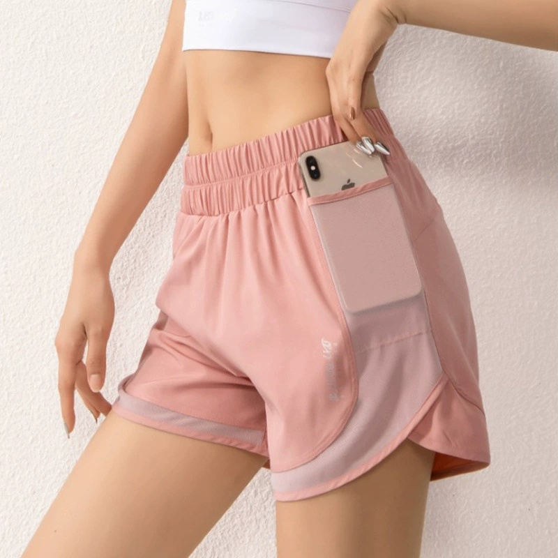 Антибликовые спортивные шорты, женские летние тренировочные свободные штаны для йоги, быстросохнущие дышащие брюки для бега и фитнеса с карманом