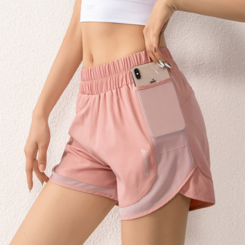 Anti-Exposure Sports Shorts Women's Training Yoga Pants Running Fitness Pants with Pockets High-Waisted Slim Fit Quick-Drying Jogging