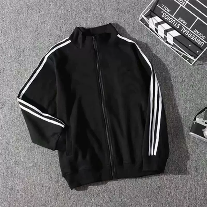 Бейсбольная куртка унисекс, корейский стиль, oversize на осень, чёрная/белая, S–XXXL