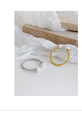 Simple Style Heart Shape Sterling Silver Plating Artificial Pearls Open Ring 1 Piece