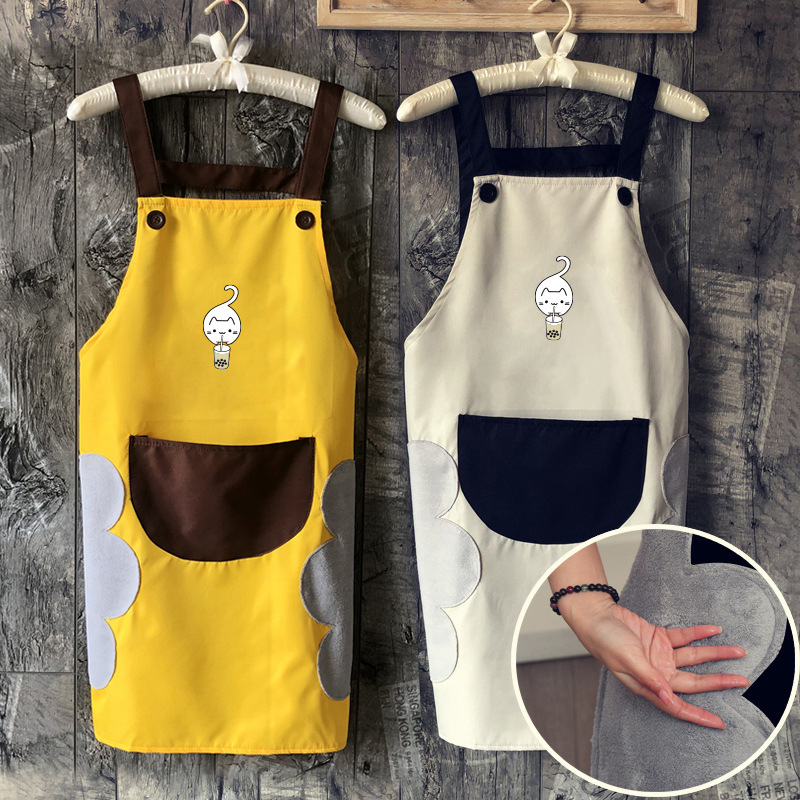 Delantal de limpieza de manos impermeable multifuncional de cocina sin mangas a prueba de aceite de moda coreana para hombres y mujeres delantal de impresión LOGO para el hogar