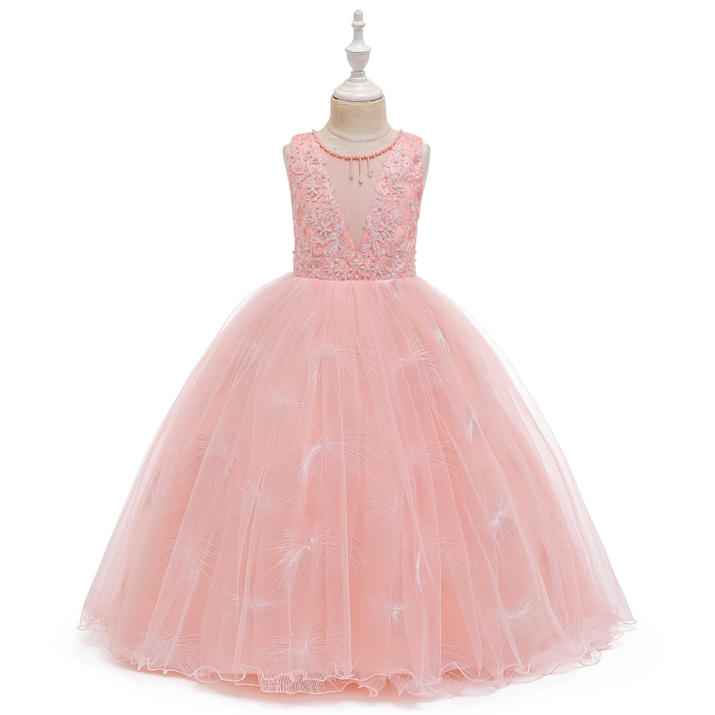 Robe De Princesse Enfants Robe Longue Mariage Fleur Fille Robe Gaze Pettiskirt Gros Nihaojewelry display picture 1