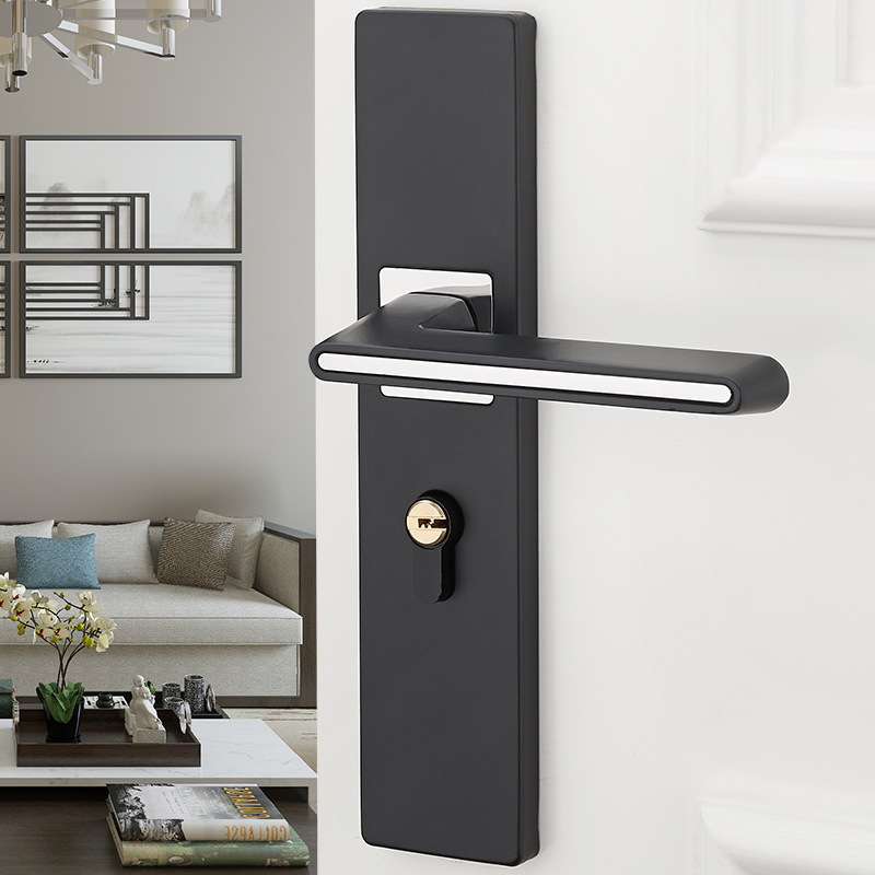 Hogar Universal negro puerta manija cerradura dormitorio puerta alquiler habitación interior puerta cerradura manija de la puerta cerradura