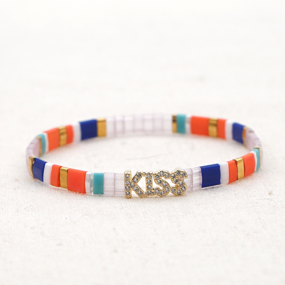 Fashion All-match Diamond-studded Rainbow Bead Bohemian Couple Bracelet display picture 11