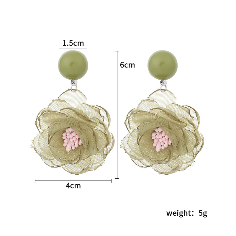 Hot Style Handmade Lace Flower Earrings New Simple And Fashionable Mesh Petal Earrings Wholesale Nihaojewelry display picture 1