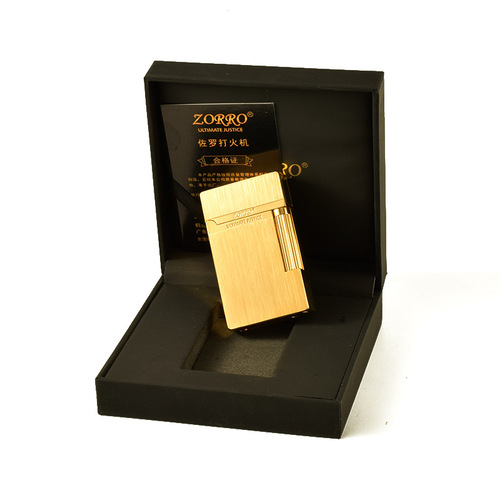 Zorro kerosene lighter gold brushed sound machine alloy body personalized creative fashion office gift