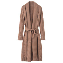 棕色宽松型毛线大衣针织韩版纯色羊毛中长款休闲气质通勤羊绒大衣