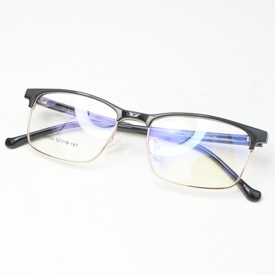 new pattern size men and women Black gold Silver gray Eyebrow Pingguang myopia Square glasses TR Metal blend frame