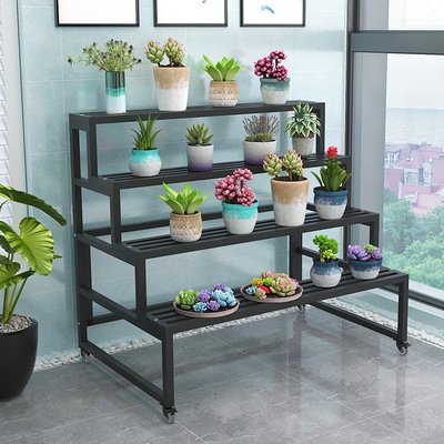 阳台花架落地式多层阶梯式北欧防水防锈庭院铁艺多肉室内外花盆架