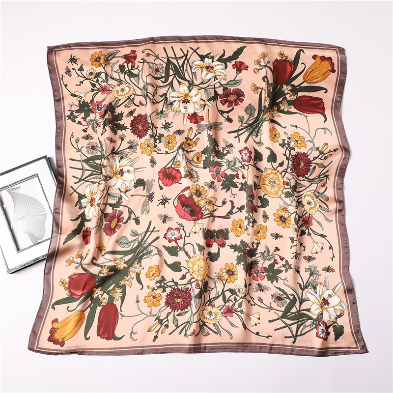 Women's Elegant Flower Satin Printing Silk Scarf display picture 2