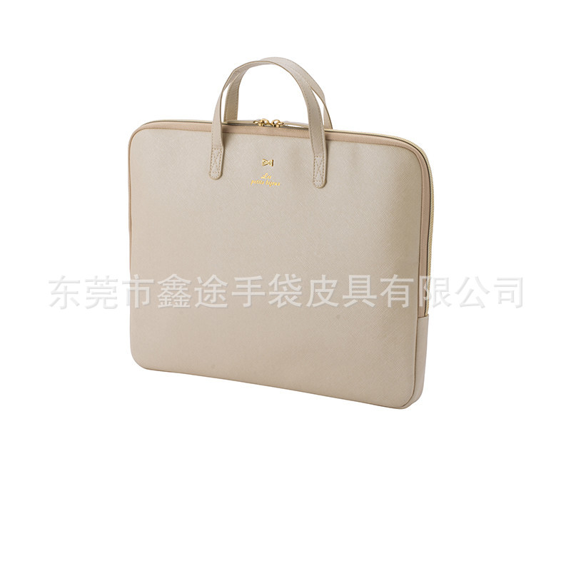 Dongguan Manufacturers Custom 14inch Business Computer Bag Cross Grain Pu Ultra-Thin Computer Handbag File Package