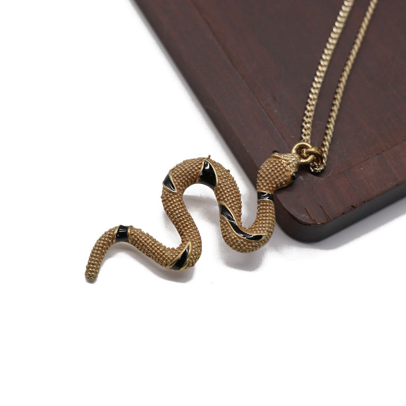 Animal Shape Pendant Necklace Sweater Chain Brown Snake-shaped Pendant Necklace Sweater Chain Wholesale Nihaojewelry display picture 4