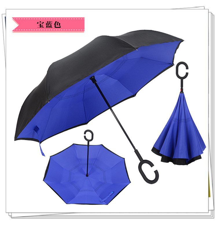 一件代发 新款 定制广告双层免持式反向伞 手开晴雨伞定制 03