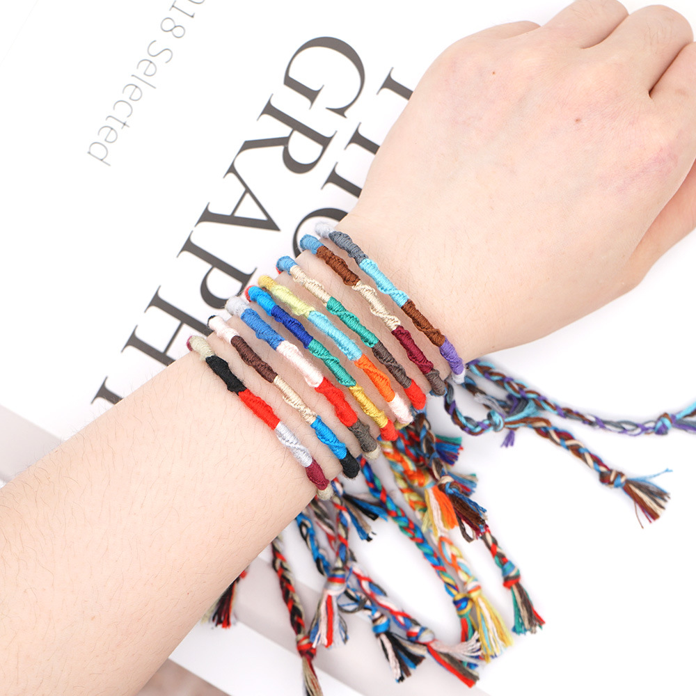 handgemachte Baumwolle geflochten bhmischen Stil Farbe ethnische Kunst elastischen Armbandpicture17