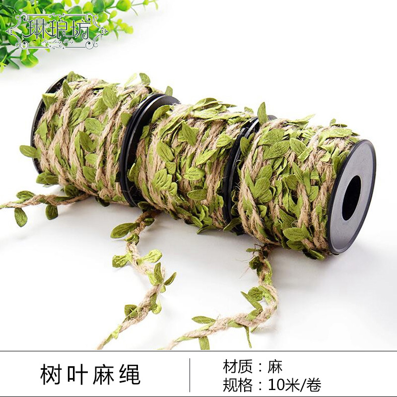 Hojas de cáñamo cuerda DIY simulación cáñamo cuerda ratán hojas ramo florero embalaje cuerda hecho a mano DIY accesorios decorativa cuerda