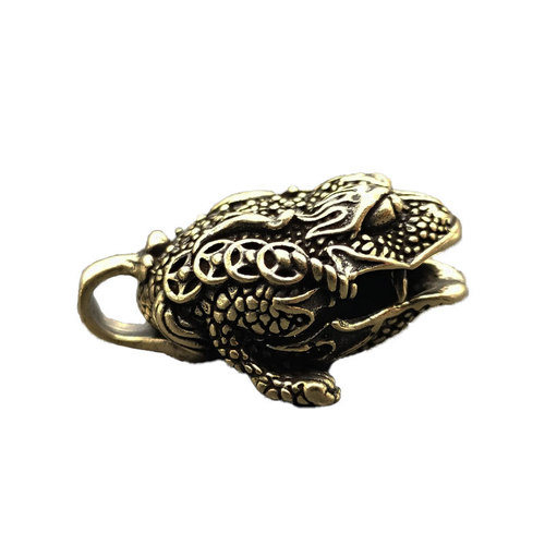 Pure copper three-legged golden toad bell car keychain brass toad car pendant copper coin fortune bell pendant wholesale