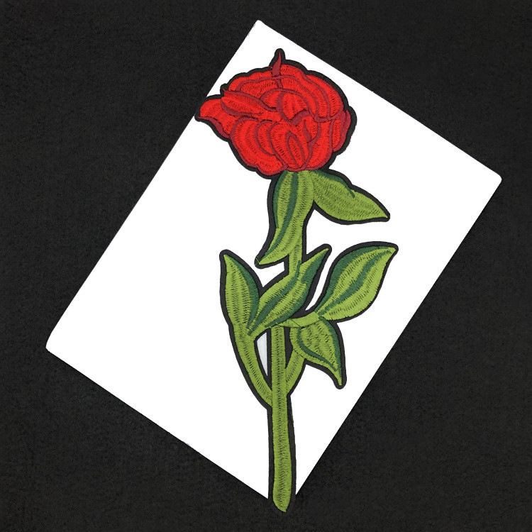 玫瑰花刺绣布贴裙子外套装饰绣花贴背胶补丁贴家纺修饰贴花厂家