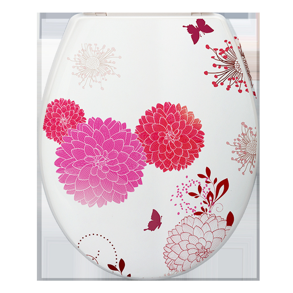 Cubierta de inodoro de estilo europeo de 18 pulgadas lenta caída hogar cuclillas cubierta de plástico Hotel fábrica impresión lenta caída cubierta de inodoro