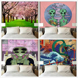 挂毯走廊过道奇幻蘑菇外星人装饰布浮世绘刺青纹身民宿客厅挂布