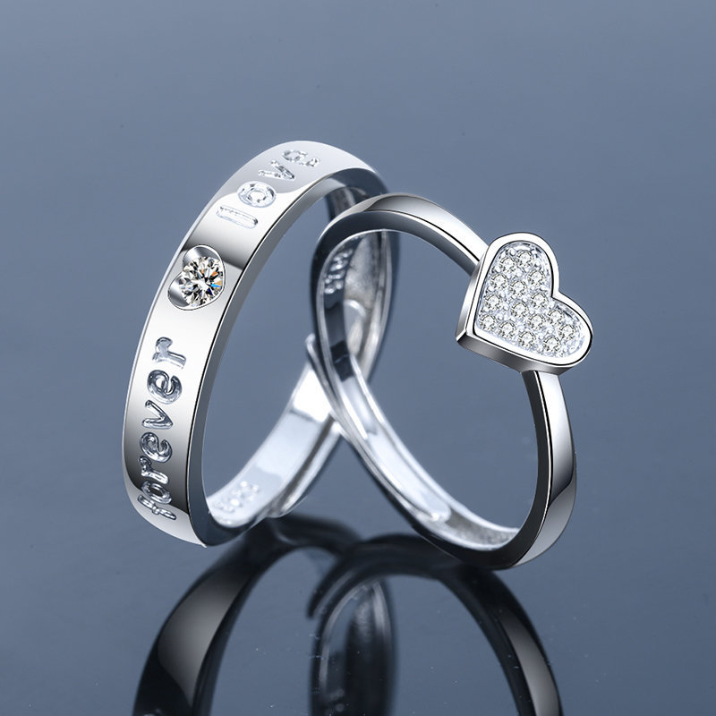Fashion Heart Shape Copper Plating Zircon Open Ring display picture 2