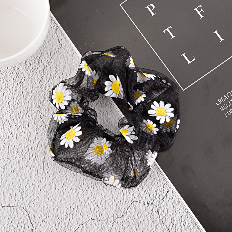 15g Weight Headwear Classification Festival Occasion Flower Pattern Women'S Gender Sky Blue, White, Pink, Purple, Green, Blue, Yellow, Black Color Korean Simple Mesh Daisy Hair Scrunchies 5
