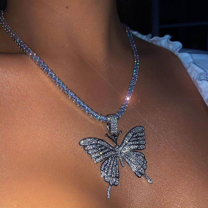 Mode Nouveau Collier De Papillon Simple Multicouche Strass En Verre Pour Les Femmes display picture 4