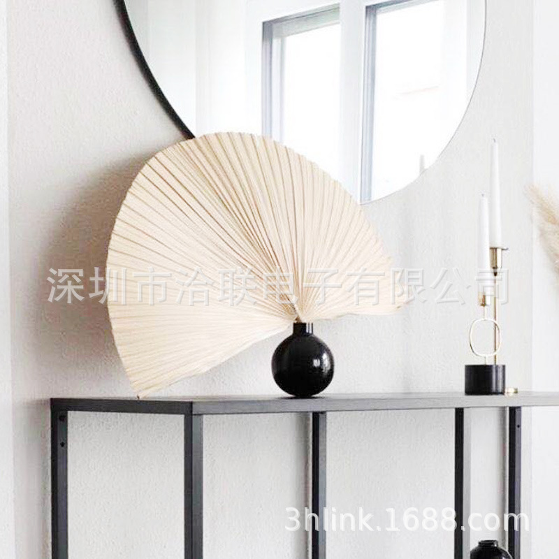 Wedding home decorative fan blades Pu fan palm leaf white panf fan…
