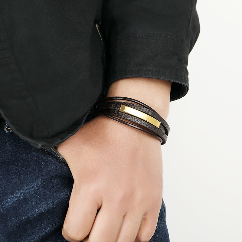 fashion  brown  stainless steel braided bracelet