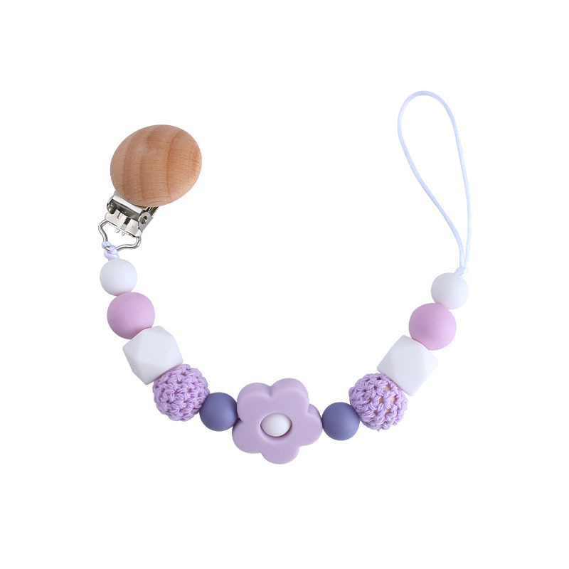 Nuevo bebé haya chupete clip bebé creativo calmante cuentas de silicona Rosa mordedor Cadena de chupete cadena anti-gota