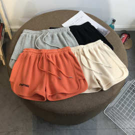棉质夏季新款休闲热裤短裤女高腰宽松显瘦运动家居裤阔腿睡裤子潮