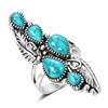 Natural water, turquoise fashionable retro design ring with stone, wish, European style