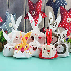 厂家批发可爱长耳朵小兔子糖果袋饼干包装装西点糕点包装袋50只装