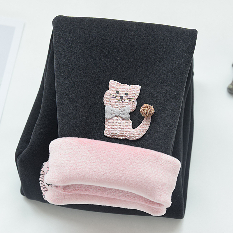 Polainas de las niñas primavera y otoño desgaste estilo occidental terciopelo fino bebé niña Otoño e Invierno integrado forrado de lana engrosada pantalones de los niños