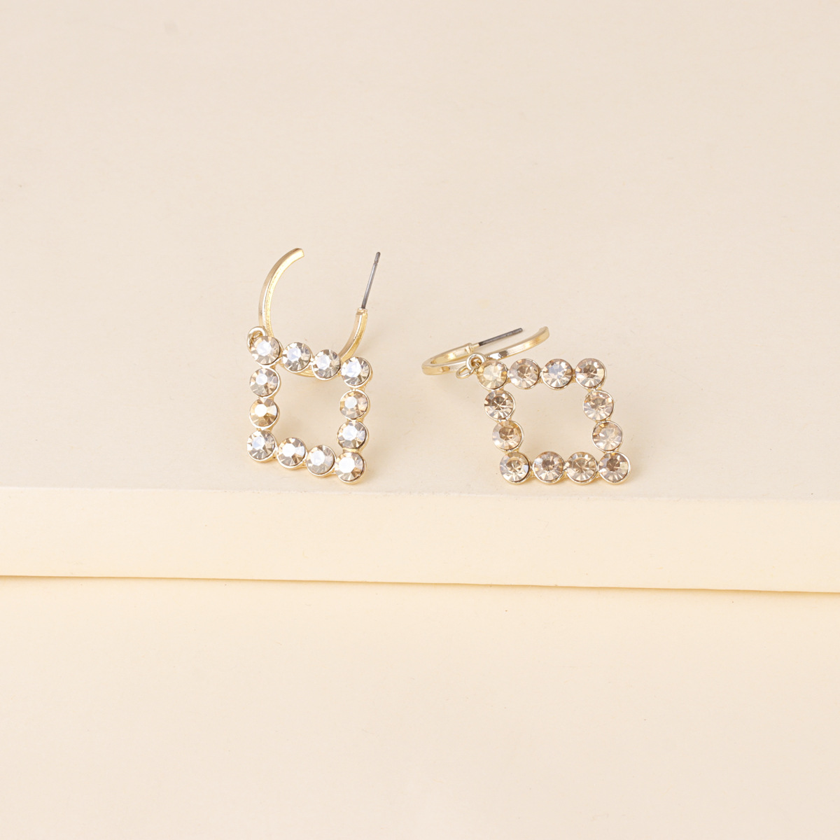 Korean New Fashion Wild Full Diamond Geometric Diamond Artificial Crystal Earrings display picture 10