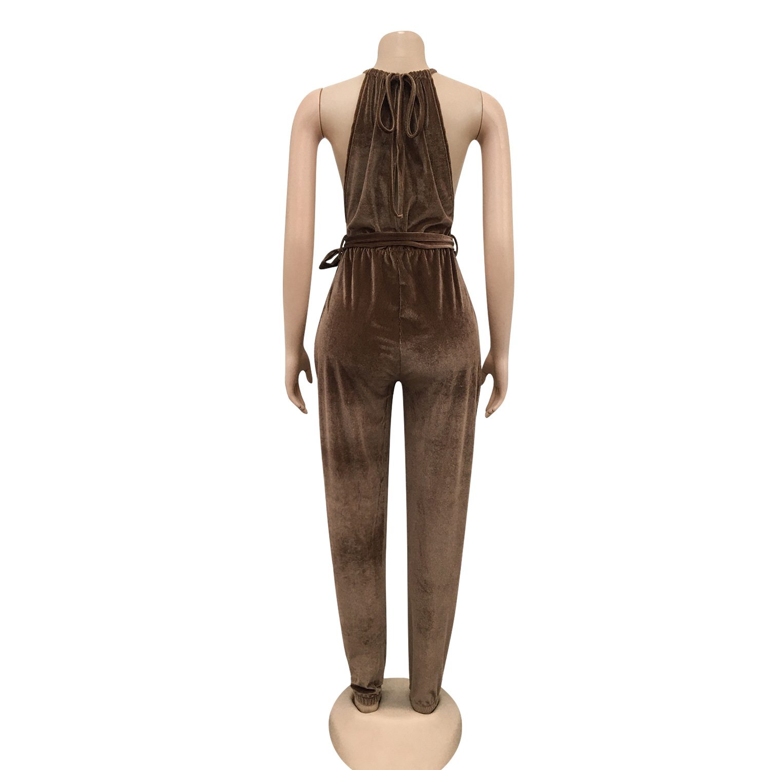 Sexy Lace Up Stretch Split Women Jumpsuit